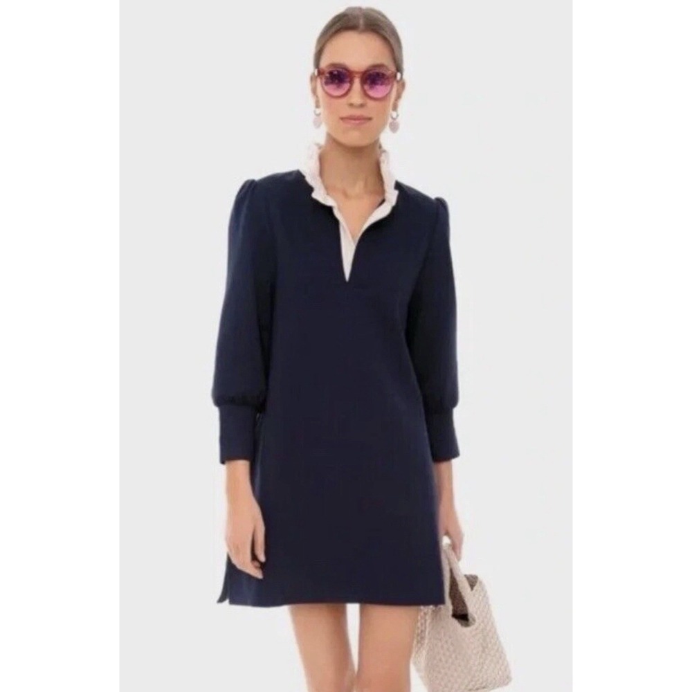 Pomander Place Tuckernuck Charlotte Terry Shirt Dress S Ruffle Collar Preppy